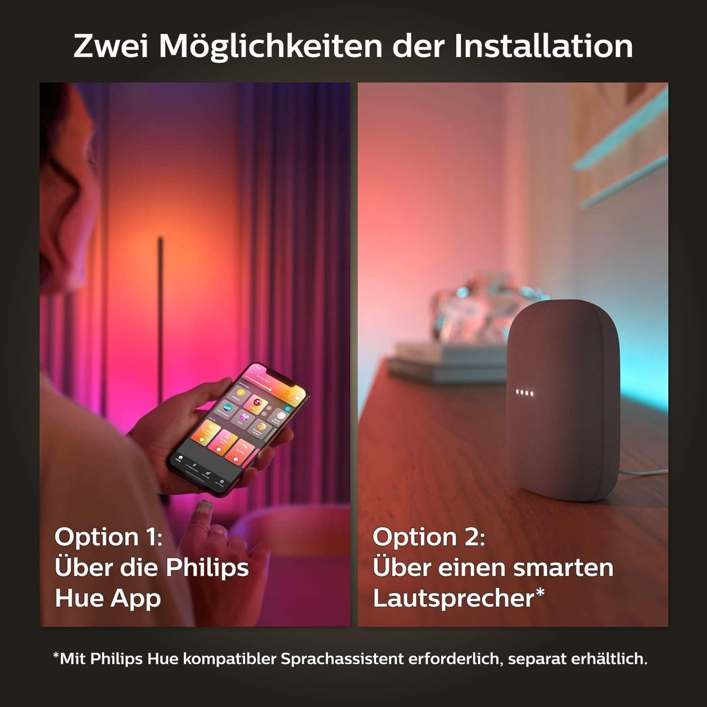 Philips Hue White & Color Ambiance Gradient Lightstrip Erweiterung (1 m), dimmbarer LED Streifen für das Hue Lichtsystem mit 16 Mio. Farben, Farbverläufen, smarte Lichtsteuerung über Sprache oder App
