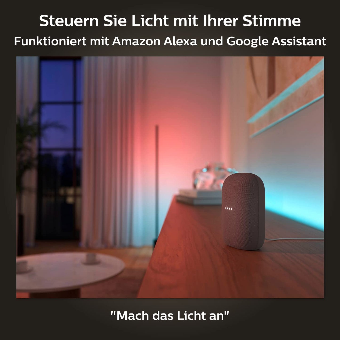 Philips Hue White & Color Ambiance Gradient Lightstrip Erweiterung (1 m), dimmbarer LED Streifen für das Hue Lichtsystem mit 16 Mio. Farben, Farbverläufen, smarte Lichtsteuerung über Sprache oder App
