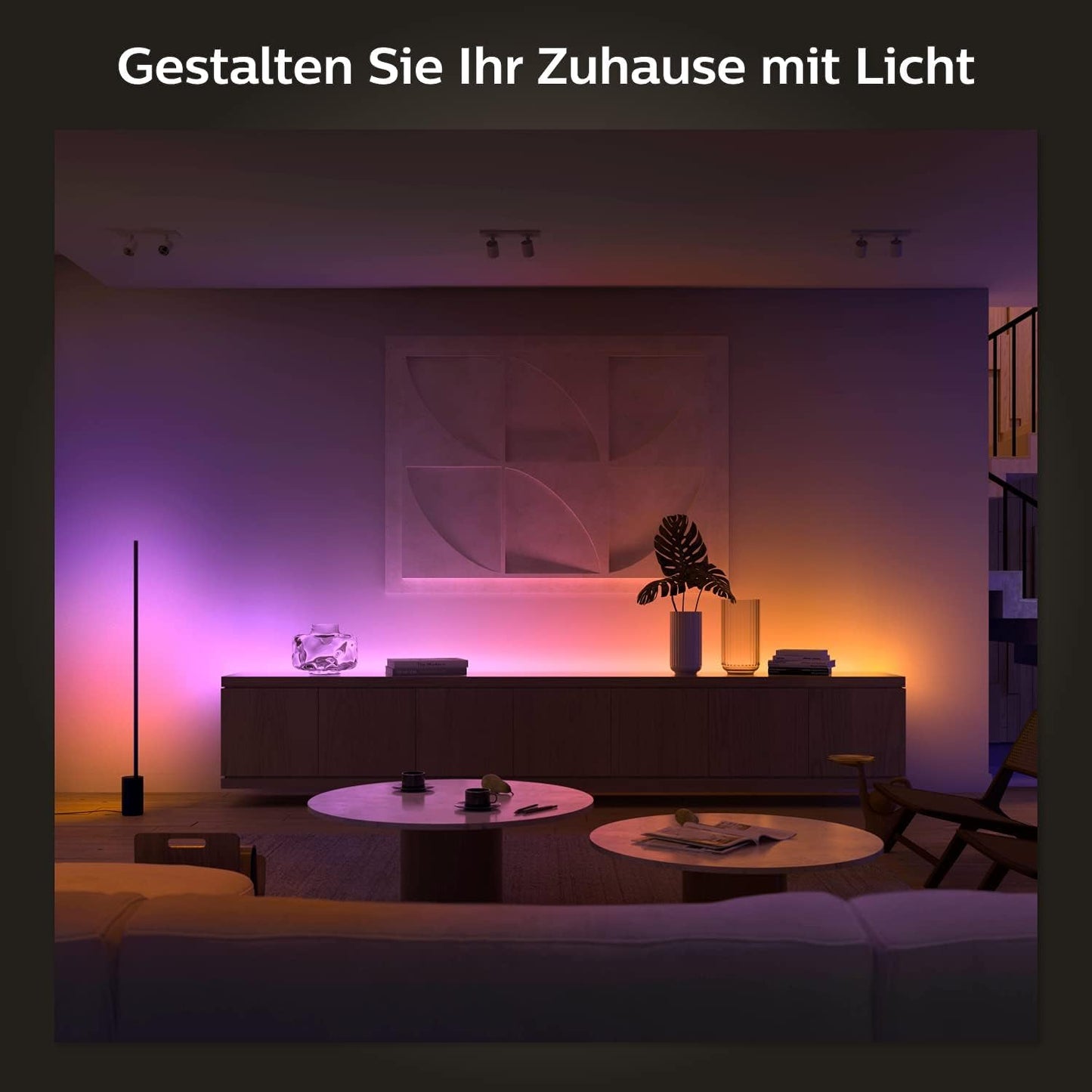 Philips Hue White & Color Ambiance Gradient Lightstrip Erweiterung (1 m), dimmbarer LED Streifen für das Hue Lichtsystem mit 16 Mio. Farben, Farbverläufen, smarte Lichtsteuerung über Sprache oder App