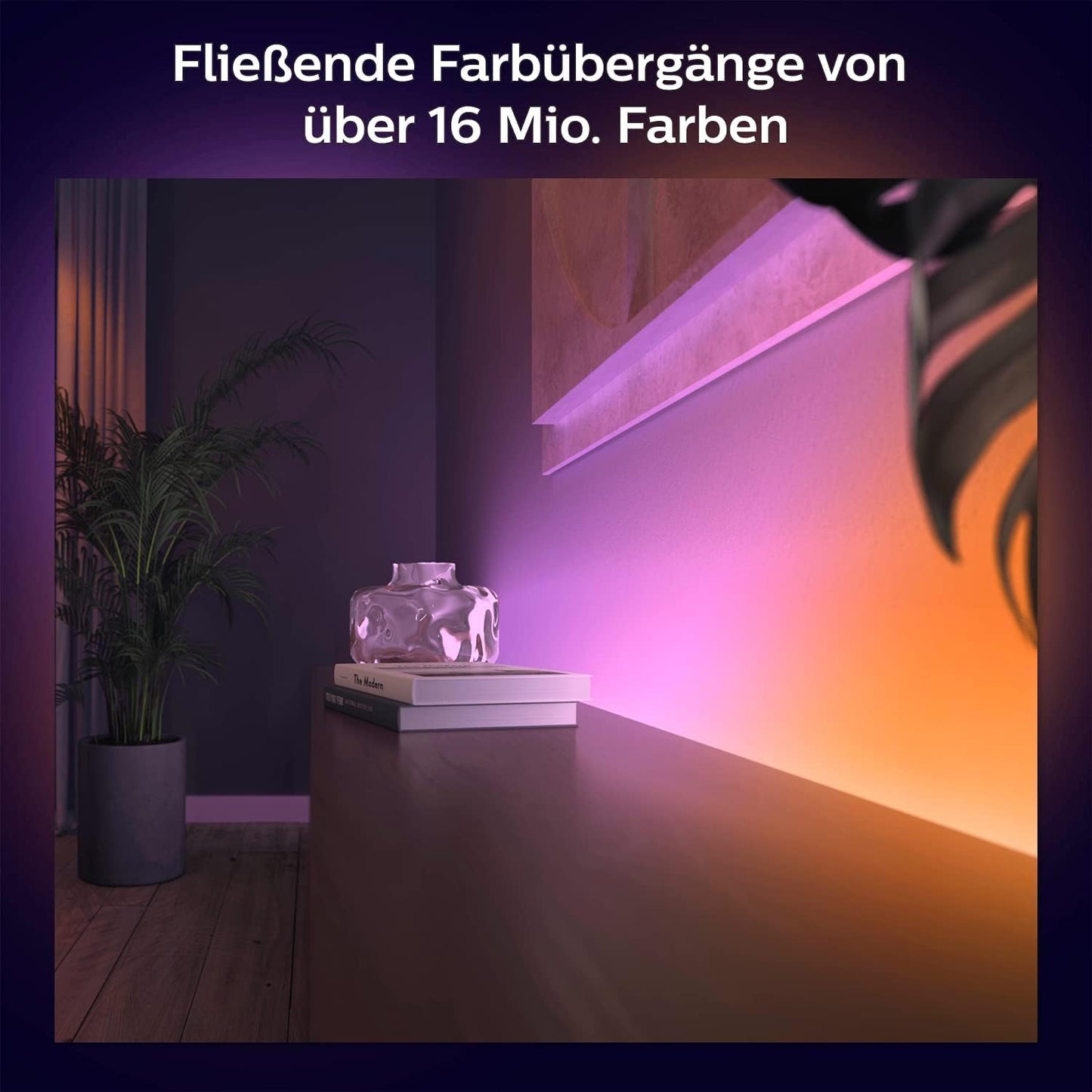 Philips Hue White & Color Ambiance Gradient Lightstrip Erweiterung (1 m), dimmbarer LED Streifen für das Hue Lichtsystem mit 16 Mio. Farben, Farbverläufen, smarte Lichtsteuerung über Sprache oder App
