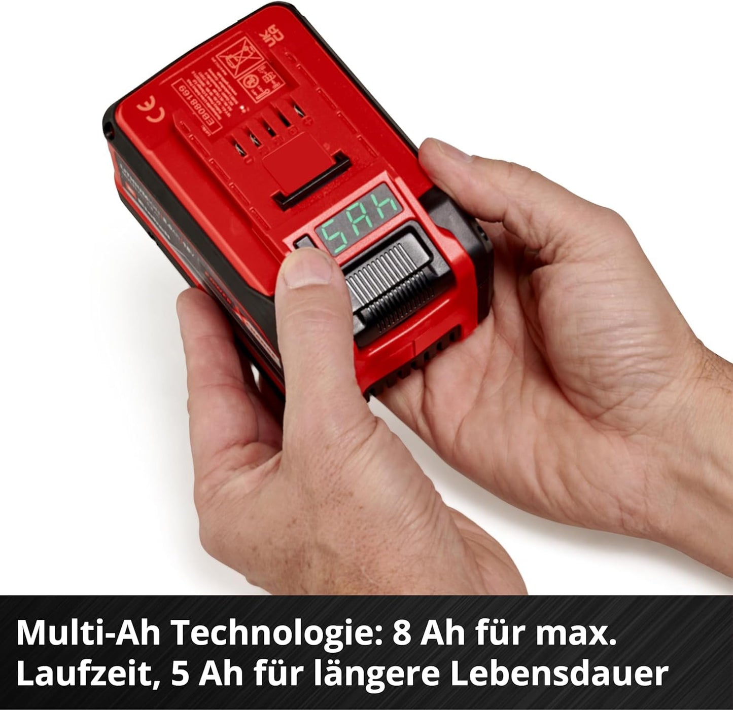 Einhell Original 18V 5-8 Ah Multi-Ah Power X-Change PLUS Akku (18V, für alle PXC-Geräte, Ladezustandsanzeige, Batteriemanagementsystem, situativ angepasste Ladezyklen, ohne Ladegerät)