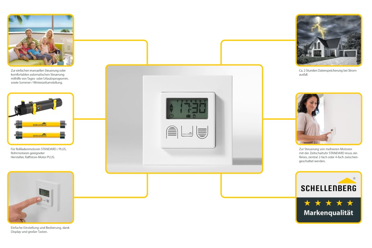 Schellenberg 25571 Zeitschaltuhr Standard zur Rollladensteuerung von Rohrmotoren Standard und Plus