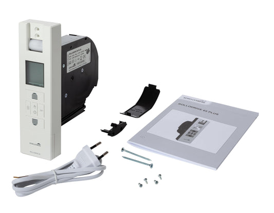 Schellenberg 22766 Elektrischer Gurtwickler RolloDrive 65 Plus Unterputz Rolladenantrieb, bis 6 m² Rollladenfläche, 10 Nm, Gurtband 23 mm, Zugkraft max. 45 kg, mit Display, Zeit- und Astrofunktion