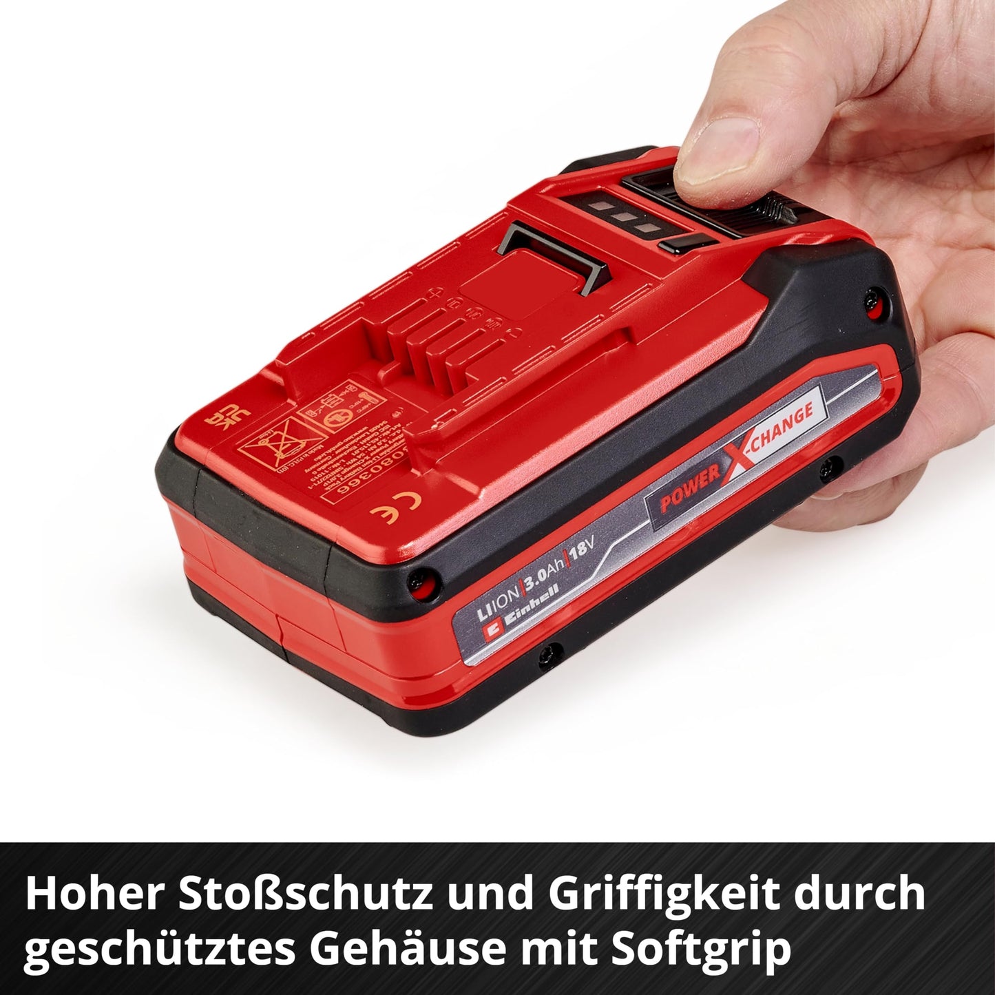 Original Einhell 18V 3,0 Ah Power X-Change PLUS (18V Akku, universell verwendbar für alle PXC-Geräte, ohne Selbstentladung, 3-Stufen-LED Ladestandskontrolle, angepasste Ladezyklen, ohne Ladegerät)