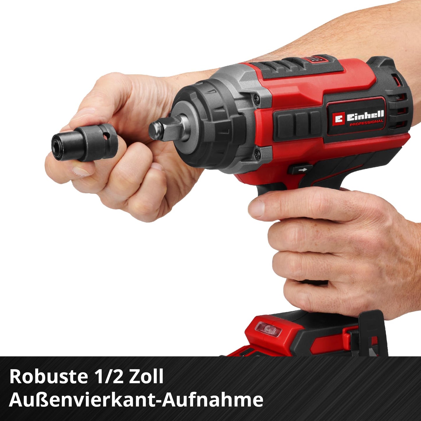 Einhell Professional Akku-Schlagschrauber IMPAXXO 18/450 Power X-Change (18 V, 450 Nm, 3 Leistungsstufen, Brushless, 1/2"-Aufnahme, inkl. Nuss-Set, ohne Akku)