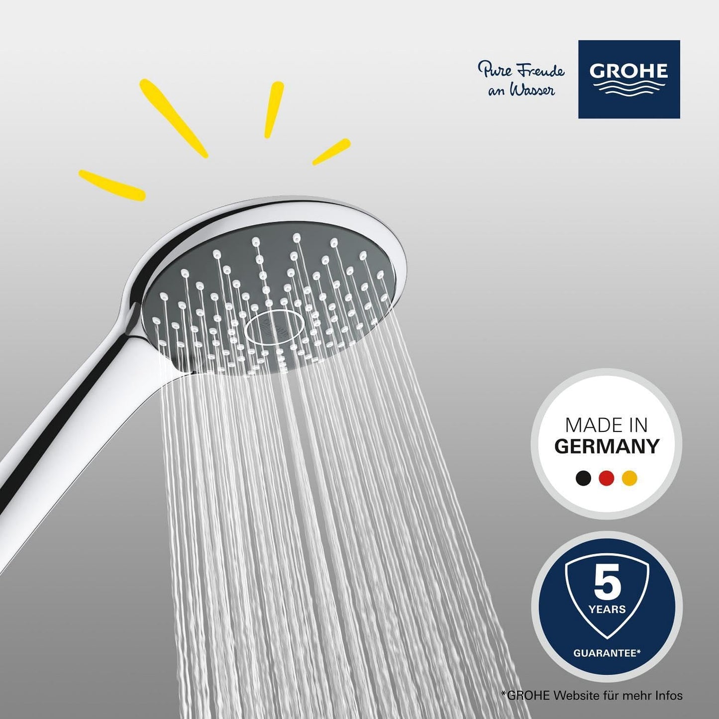 GROHE Vitalio Joy 110 - Handbrause (wassersparend, mit 2 Strahlarten, Antikalk System), rund, chrom, 27317000