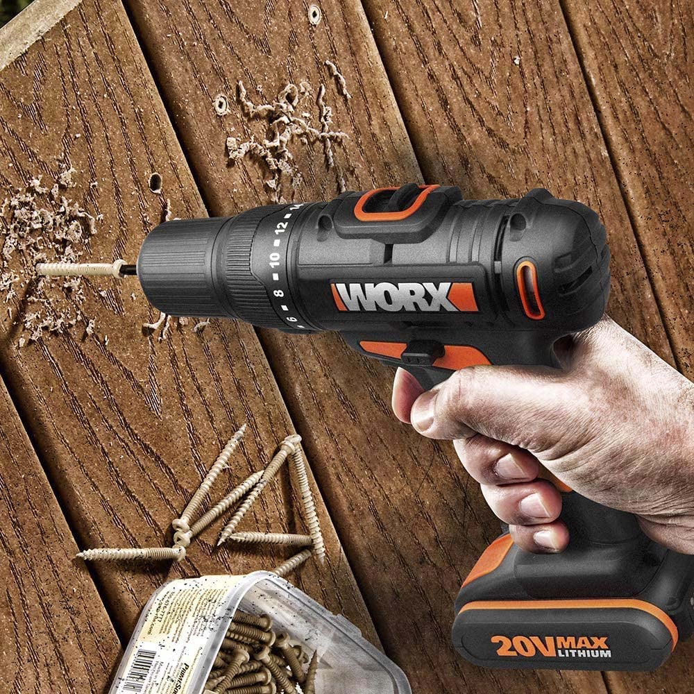 WORX WX183.9 Akkuschrauber 20V-50Nm, 2-Gang-Getriebe und LED-Licht – Akkubohrschrauber Set zum Bohren und Schrauben ohne Akku und Ladegerät, 20 V
