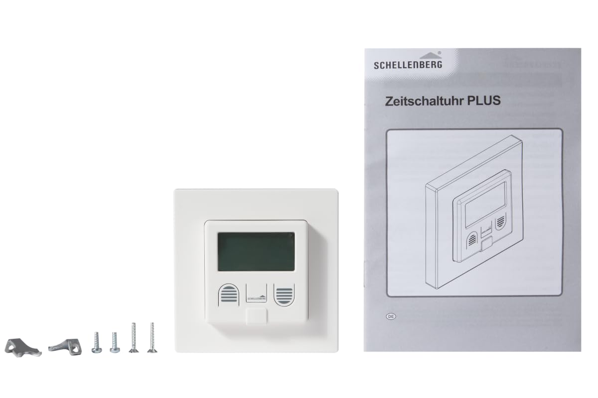 Schellenberg 25572 Zeitschaltuhr PLUS zur Rolladensteuerung mit Display, Wandtaster für Unterputzmontage, Programmierbare Automatik mit u.a. Tagesprogramm, Zufallsfunktion