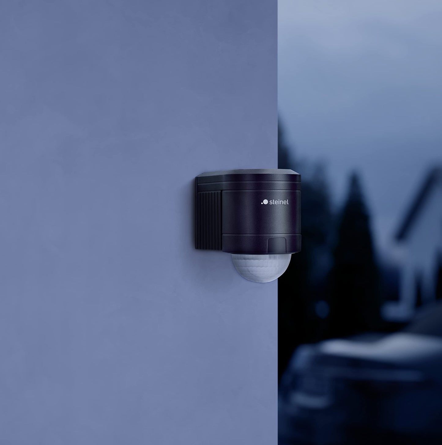 Steinel Bewegungsmelder IS 240 DUO schwarz, 240° Bewegungssensor, 12 m Reichweite, Innen und Außen, inkl. Eckwandhalter, (L x B x H) 100 x 60 x 90 mm