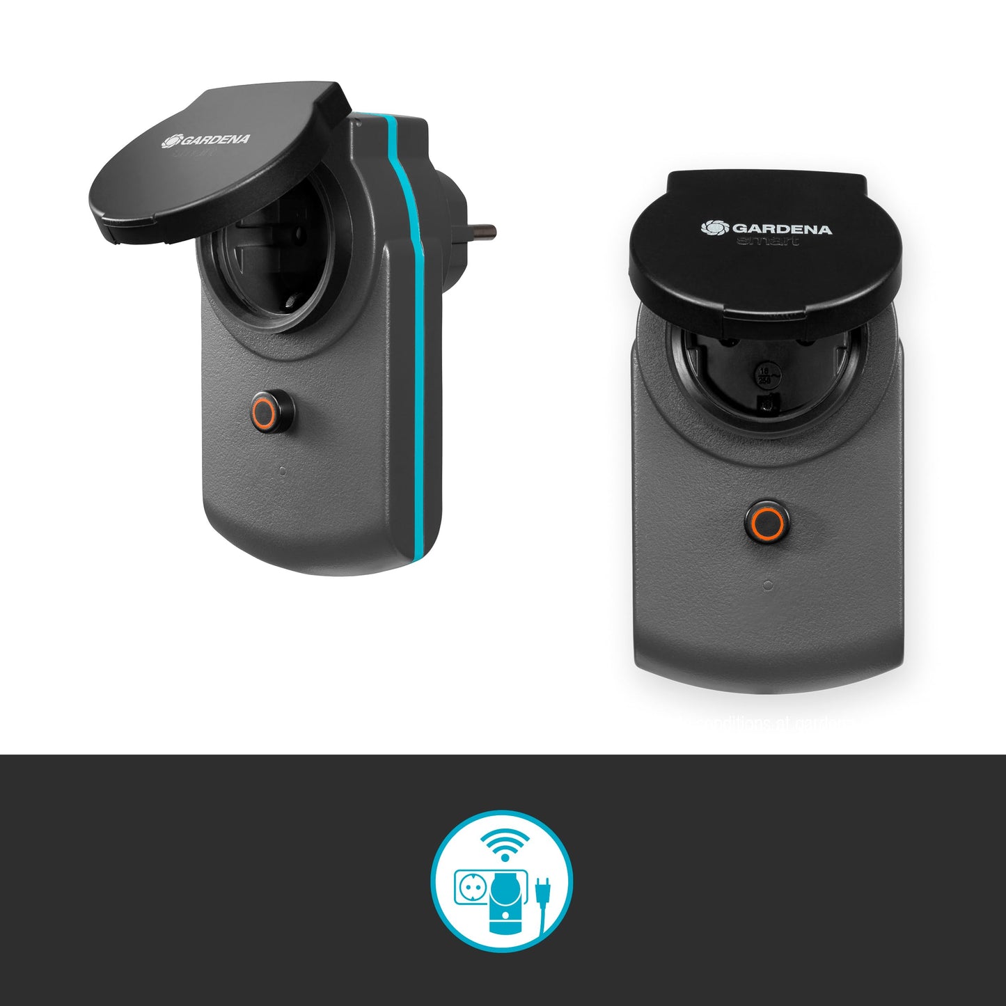 Gardena smart Power Zwischenstecker: Schaltbarer Verbindungsstecker für den Außenbereich zur Einbindung beliebiger Elektrogeräte in das Gardena smart system, z.B. für Pumpen oder Leuchten (19095-20)