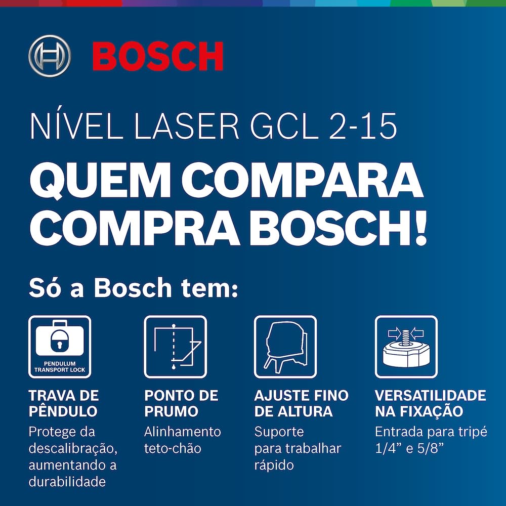 Bosch Professional Kreuzlinienlaser GCL 2-15 (roter Laser, Innenbereich, mit Lotpunkten, Arbeitsbereich: 15 m, 3x AA Batterien, Drehhalterung RM 1, Laserzieltafel, Schutztasche)