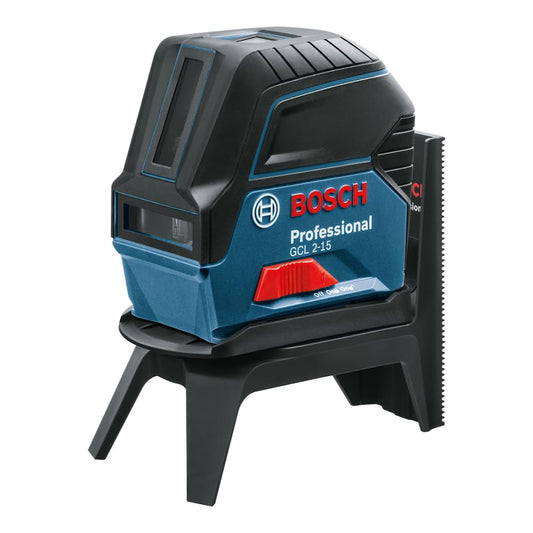 Bosch Professional Kreuzlinienlaser GCL 2-15 (roter Laser, Innenbereich, mit Lotpunkten, Arbeitsbereich: 15 m, 3x AA Batterien, Drehhalterung RM 1, Laserzieltafel, Schutztasche)