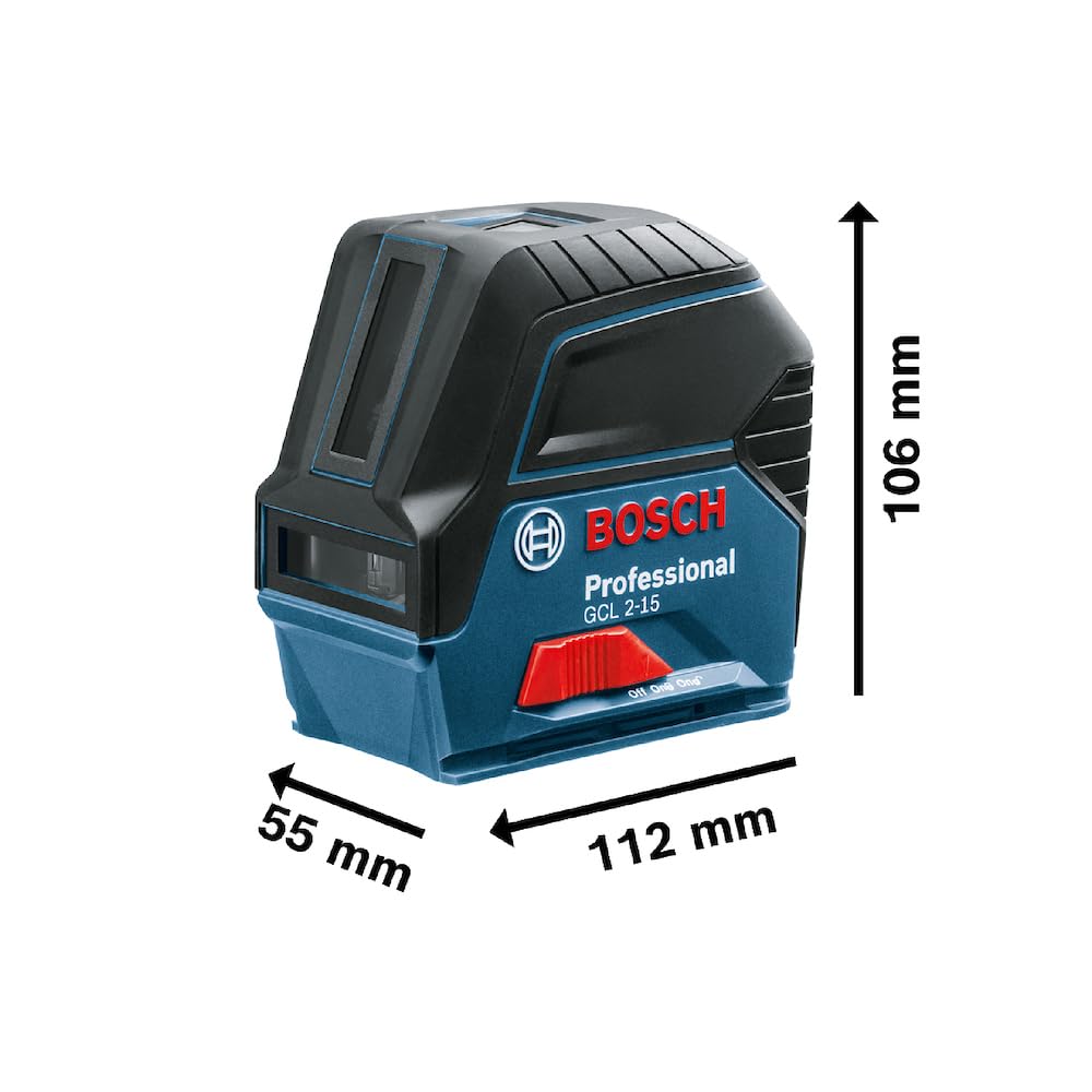 Bosch Professional Kreuzlinienlaser GCL 2-15 (roter Laser, Innenbereich, mit Lotpunkten, Arbeitsbereich: 15 m, 3x AA Batterien, Drehhalterung RM 1, Laserzieltafel, Schutztasche)