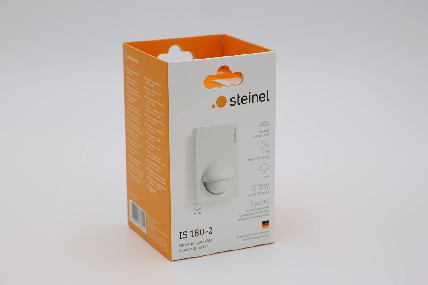Steinel Bewegungsmelder IS 180-2 weiß, 180° Passiv-Infrarot Bewegungssensor, Dämmerungssensor für Innen- und Außenbereich, (B x H) 76 mm x 120 mm