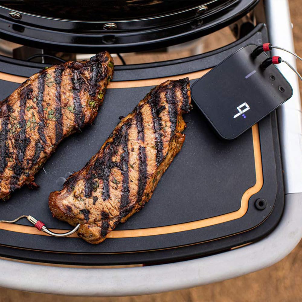 Weber Connect Smart Grilling Hub - intelligentes Fleischthermometer mit Bluetooth & WLAN, Kontrolle am Gerät oder per App, Step-by-step Anleitungen/Rezepte, bis 4 Messfühler möglich - Schwarz (3202)