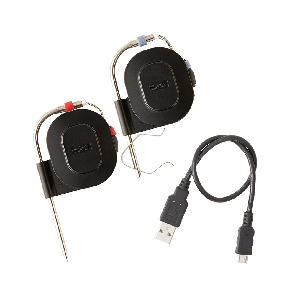 Weber Connect Smart Grilling Hub - intelligentes Fleischthermometer mit Bluetooth & WLAN, Kontrolle am Gerät oder per App, Step-by-step Anleitungen/Rezepte, bis 4 Messfühler möglich - Schwarz (3202)