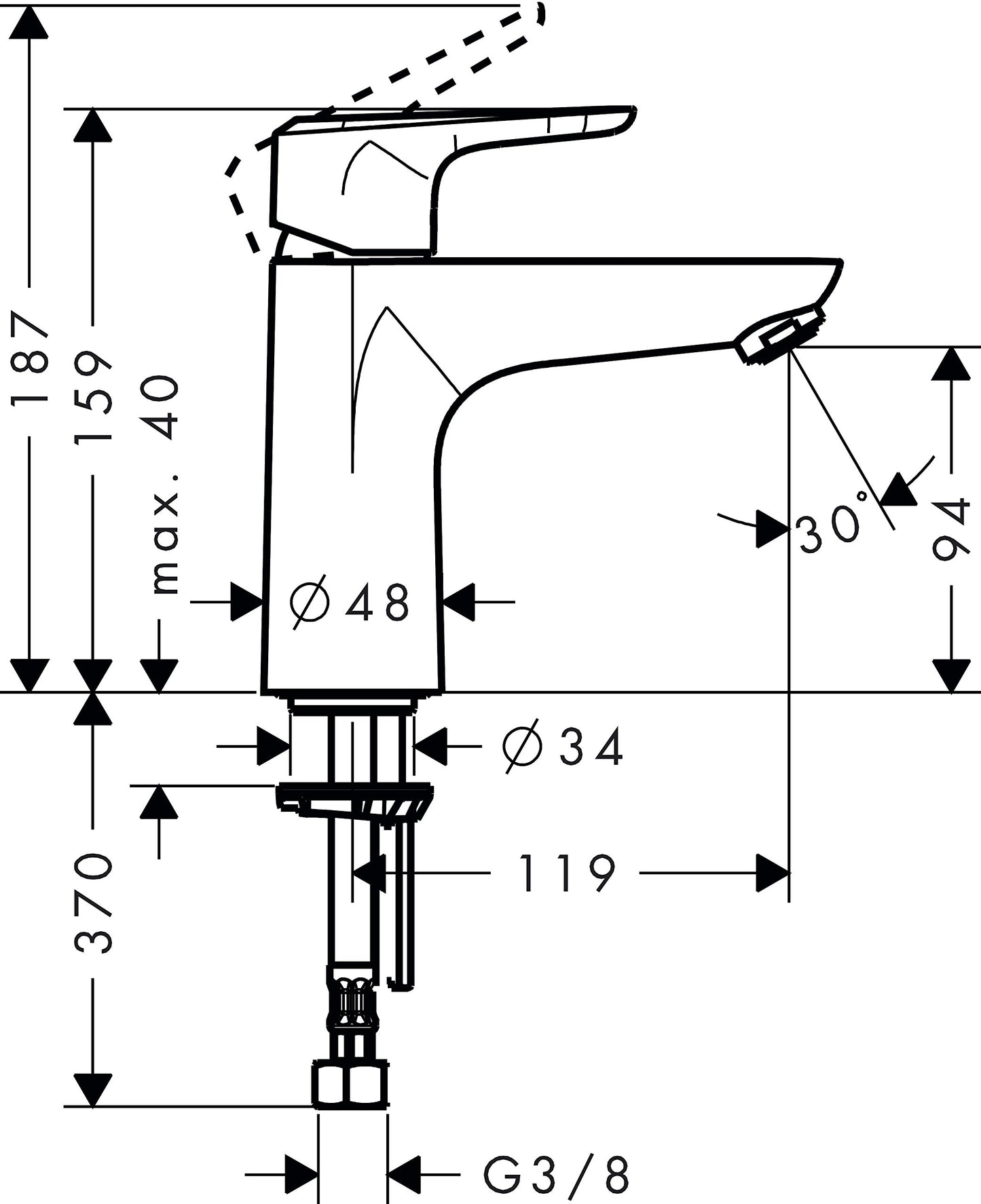Waschtischarmatur Ecos M CoolStart chrom, Messing, silber, Taille L - sans bonde de vidage