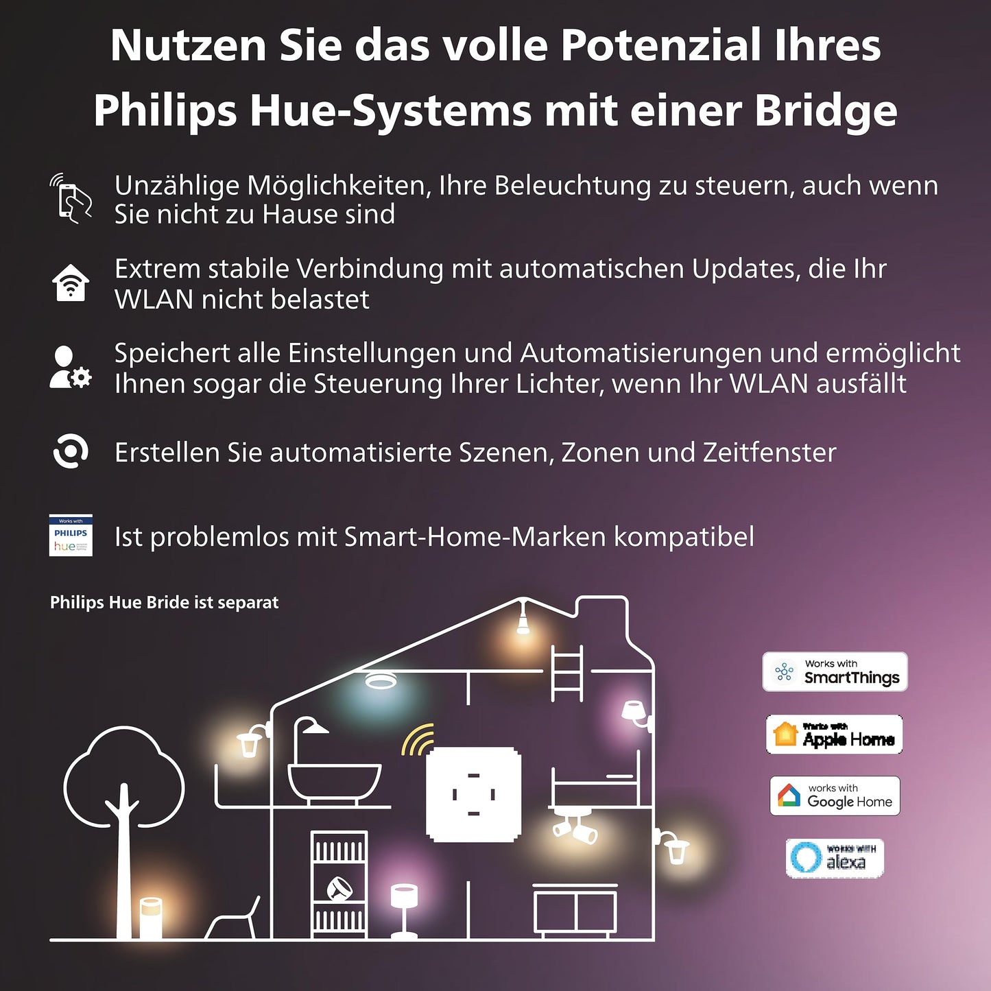 Philips Hue Festavia Lichterkette, White & Color Ambiance, dimmbar, 250 Mini LEDs, 20 m Länge, wasserdicht, kompatibel mit Amazon Alexa (Echo & Echo Dot)