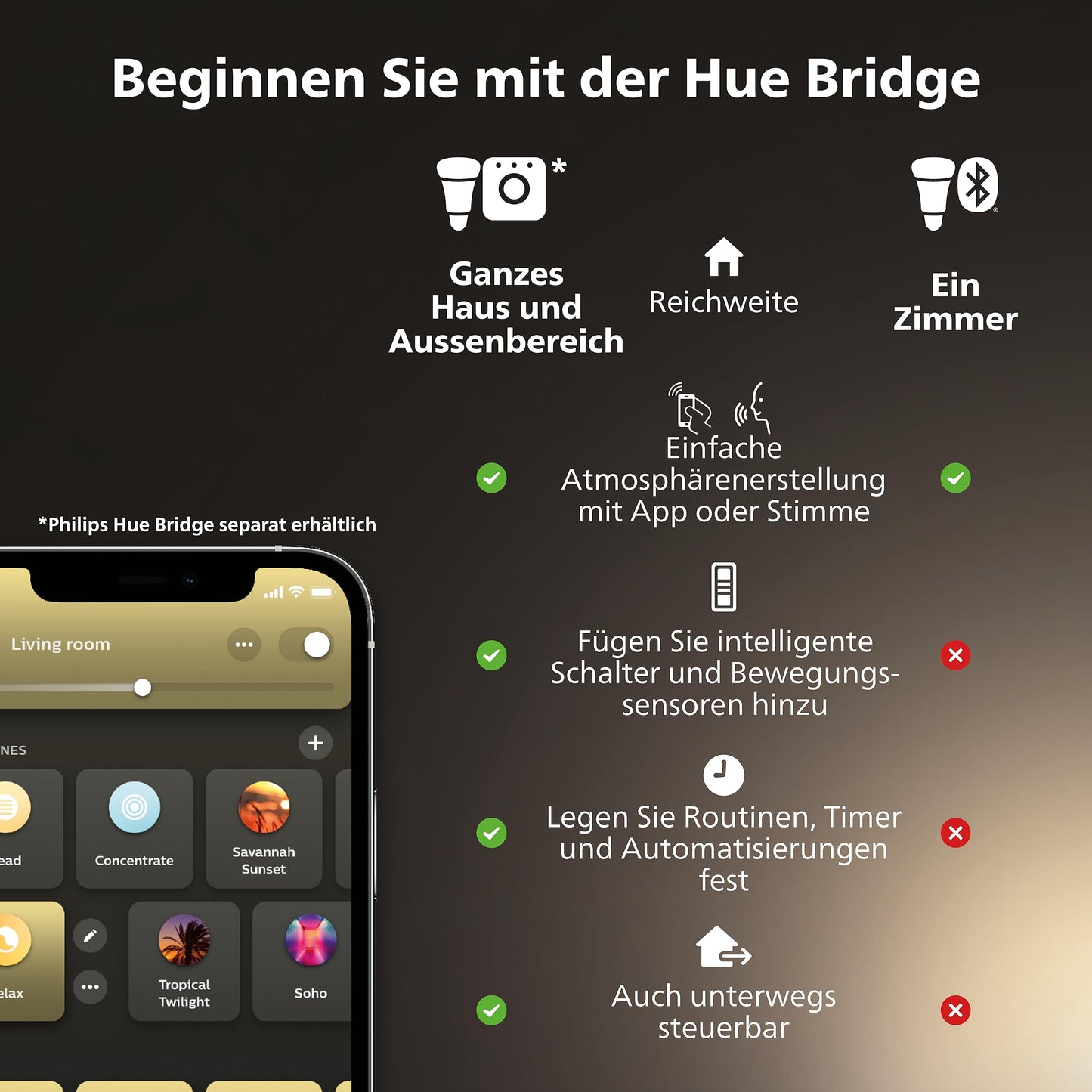 Philips Hue Festavia Lichterkette, White & Color Ambiance, dimmbar, 250 Mini LEDs, 20 m Länge, wasserdicht, kompatibel mit Amazon Alexa (Echo & Echo Dot)