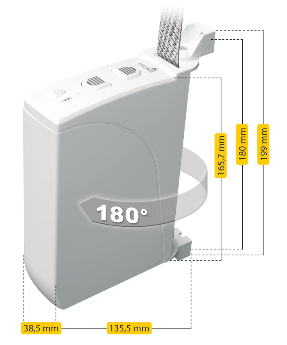 Schellenberg 22735 Elektrischer Gurtwickler Aufputz RolloDrive 35, bis 4 m² Rollladenfläche, für 14 bis 15 mm Gurtbreite, Zugkraft 12 kg, mit Zeitautomatik und Netzteil