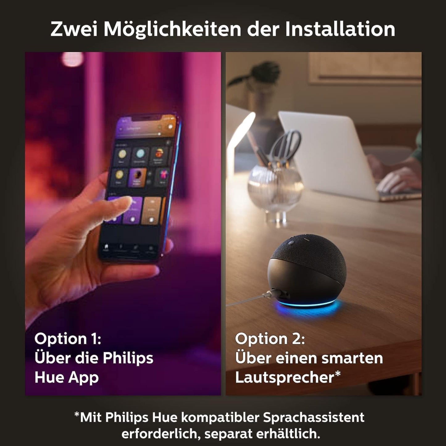 Philips Hue White & Color Ambiance E27 LED Lampen (1100lm), TESTSIEGER Stiftung Warentest (01/2024), dimmbare LED Lampen mit 16 Mio. Farben, smarte Lichtsteuerung über Sprache und App, 2er Pack