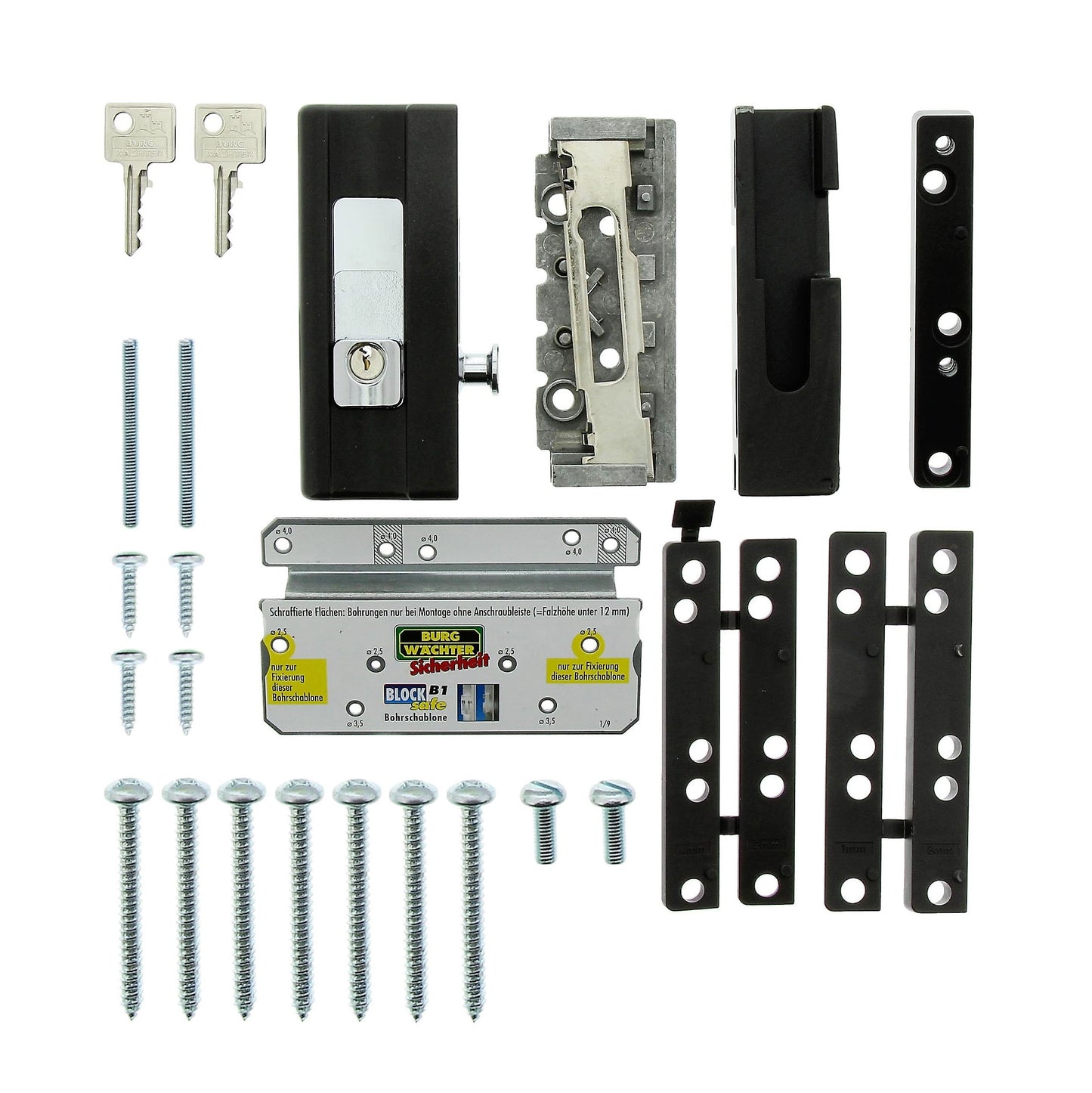 Burg-Wächter Fenstersicherung, Einbruchschutz für Fenster und Balkontüren, Abschließbar, Unter-/Ober-/Griffseite, Kippfenster, BlockSafe BS 2, Weiß