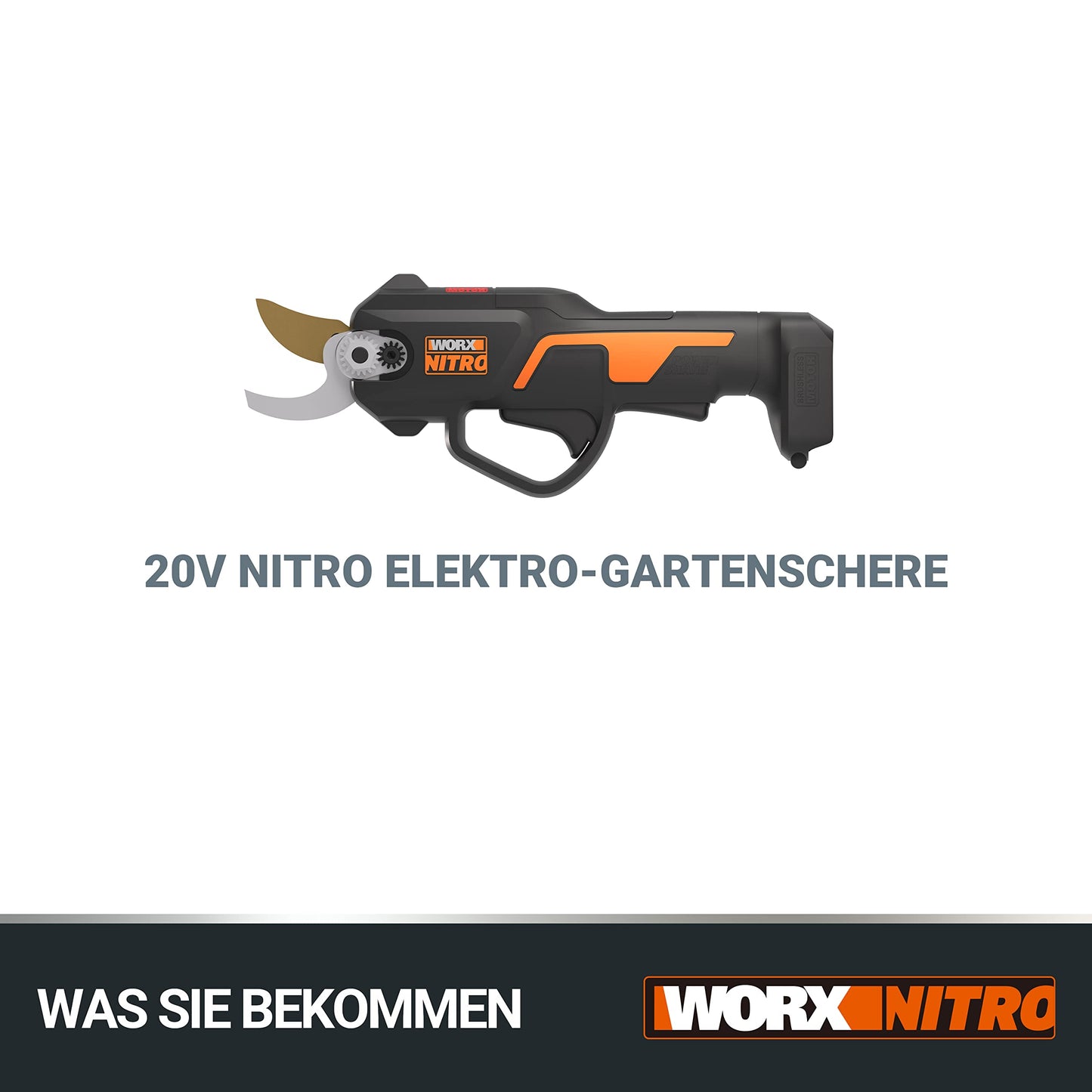 Worx NITRO WG330E.9 Akku Astschere 20V - Müheloses Schneiden dank elektrischen Antrieb, Bürstenloser Motor, 25mm Schnitttiefe Kapazität, ohne Akku und Ladegerät