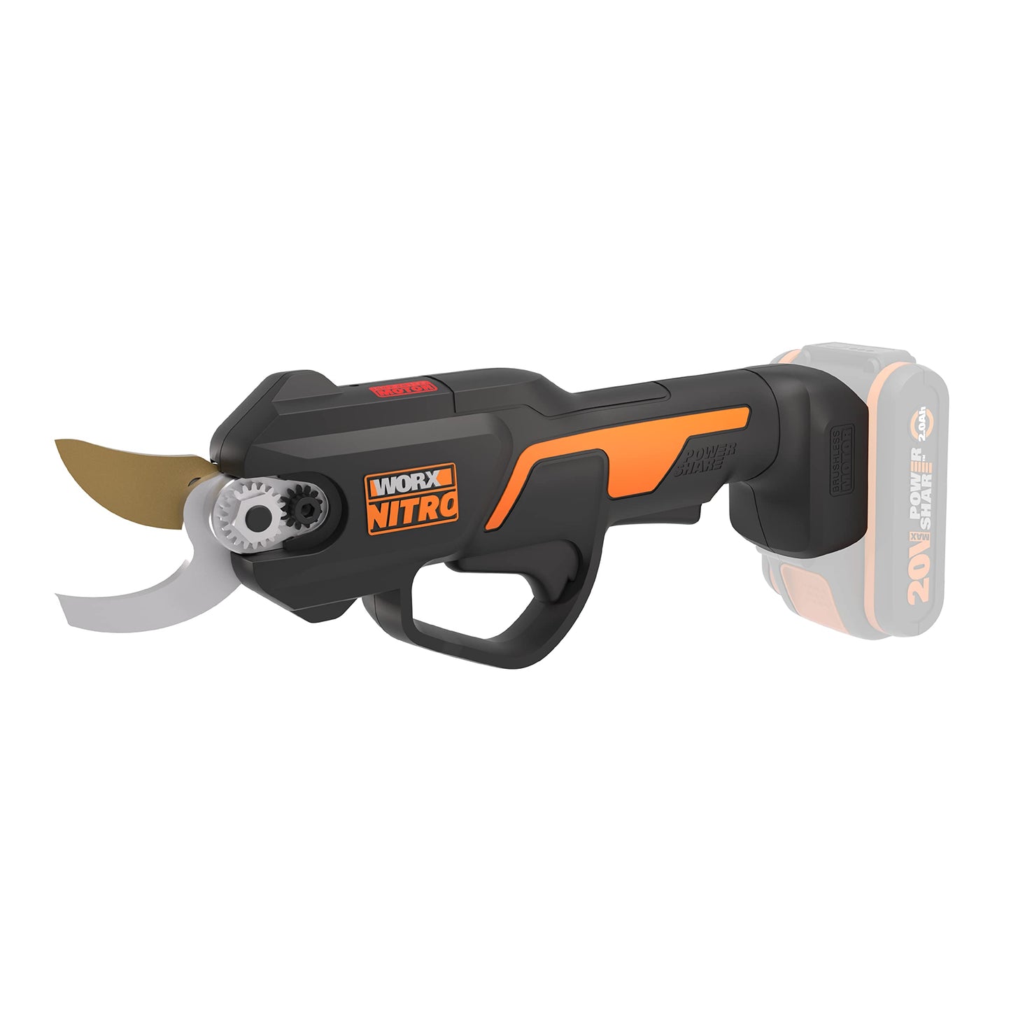 Worx NITRO WG330E.9 Akku Astschere 20V - Müheloses Schneiden dank elektrischen Antrieb, Bürstenloser Motor, 25mm Schnitttiefe Kapazität, ohne Akku und Ladegerät