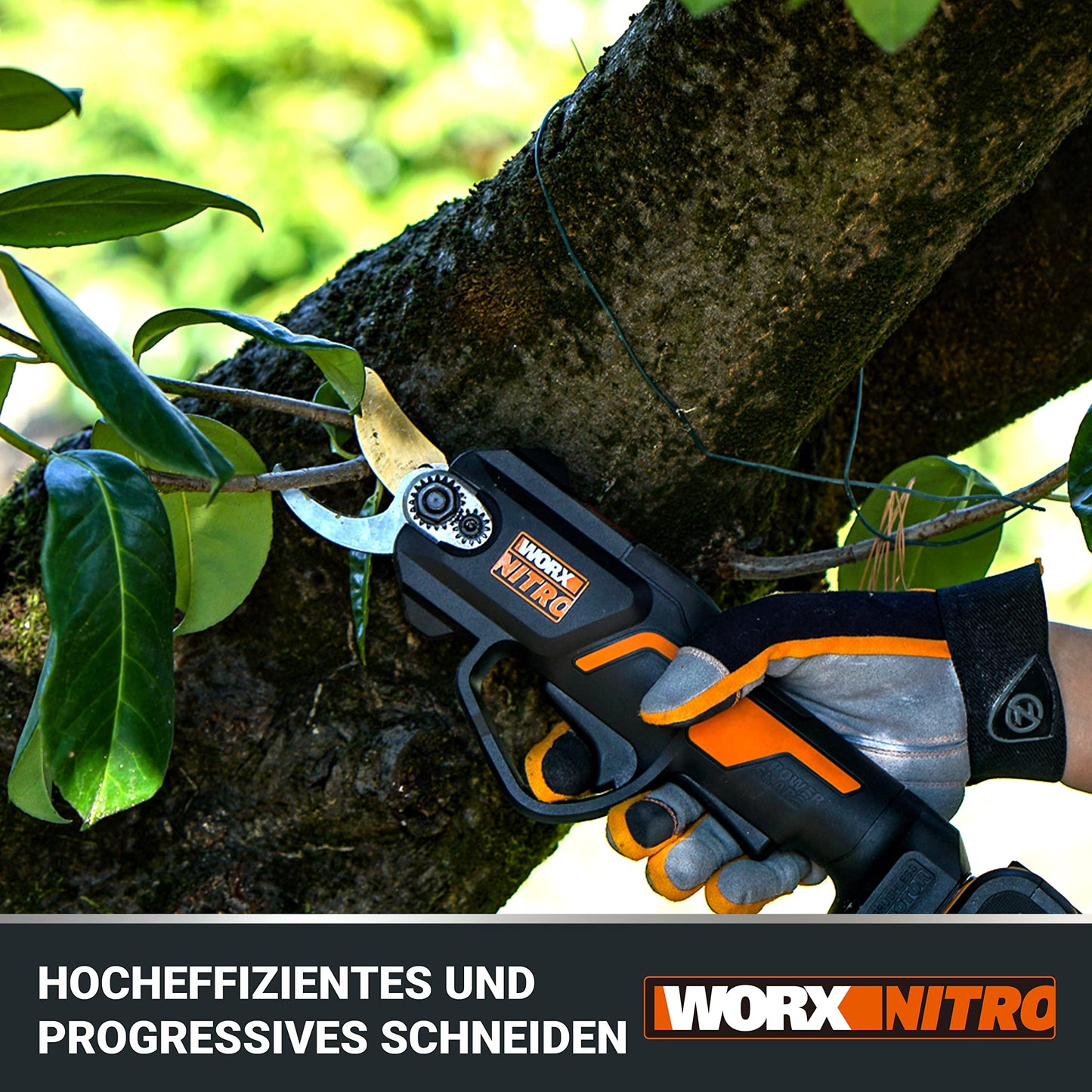 Worx NITRO WG330E.9 Akku Astschere 20V - Müheloses Schneiden dank elektrischen Antrieb, Bürstenloser Motor, 25mm Schnitttiefe Kapazität, ohne Akku und Ladegerät
