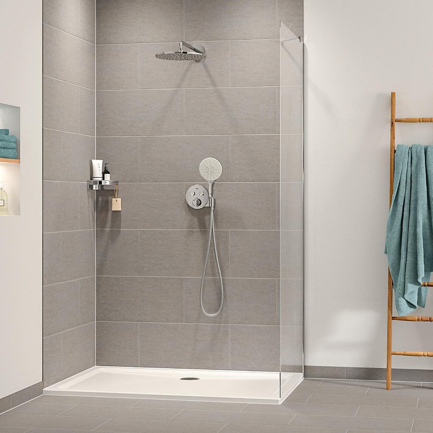GROHE Vitalio SmartActive 150, Duschkopf wassersparend, 9l pro Min (Handbrause mit 3 Strahlarten, Antikalk-System, Universalanschluss passend zu Standard-Duschschläuchen), chrom, 26597000