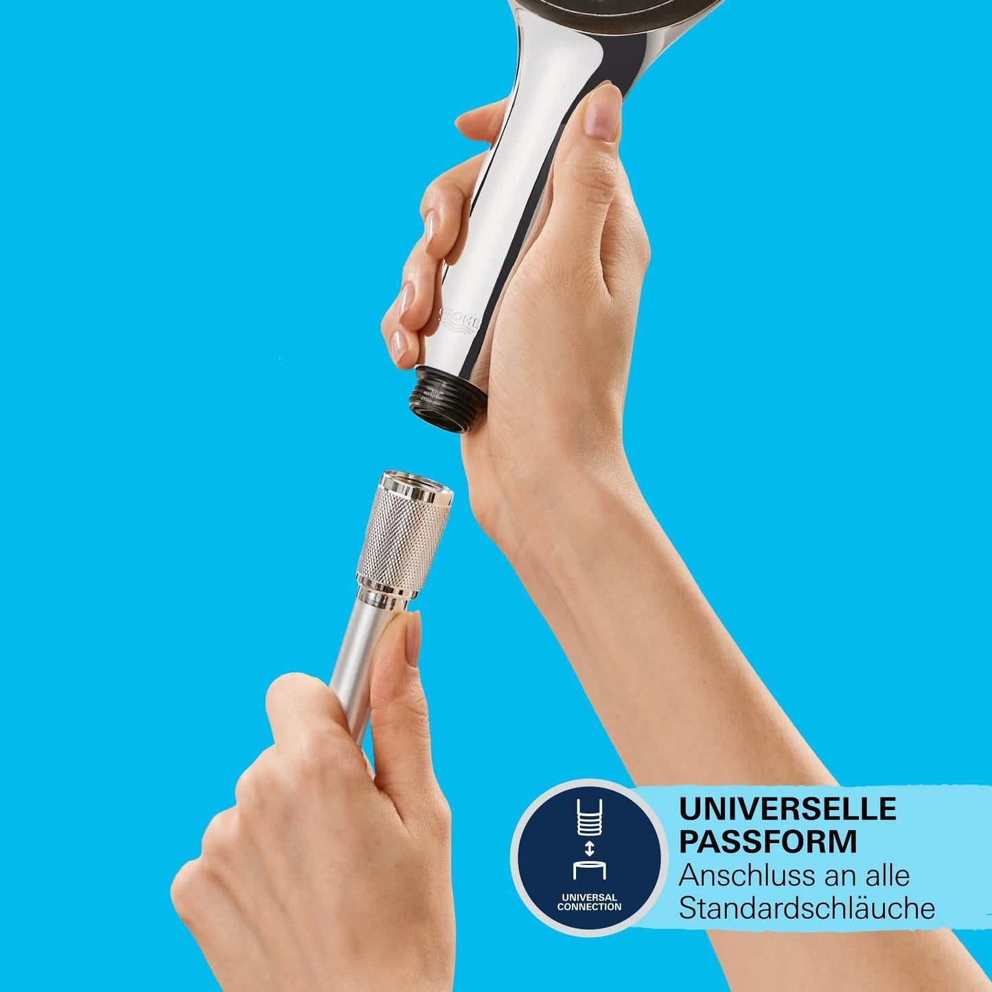 GROHE Vitalio SmartActive 150, Duschkopf wassersparend, 9l pro Min (Handbrause mit 3 Strahlarten, Antikalk-System, Universalanschluss passend zu Standard-Duschschläuchen), chrom, 26597000