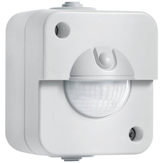 Steinel Bewegungsmelder IR 180 AP easy, Aufputz Sensorschalter, 180° Erfassung, Dämmerunsgsensor, LED geeignet, 2-und 3-Draht Montage, 200 W, Grau