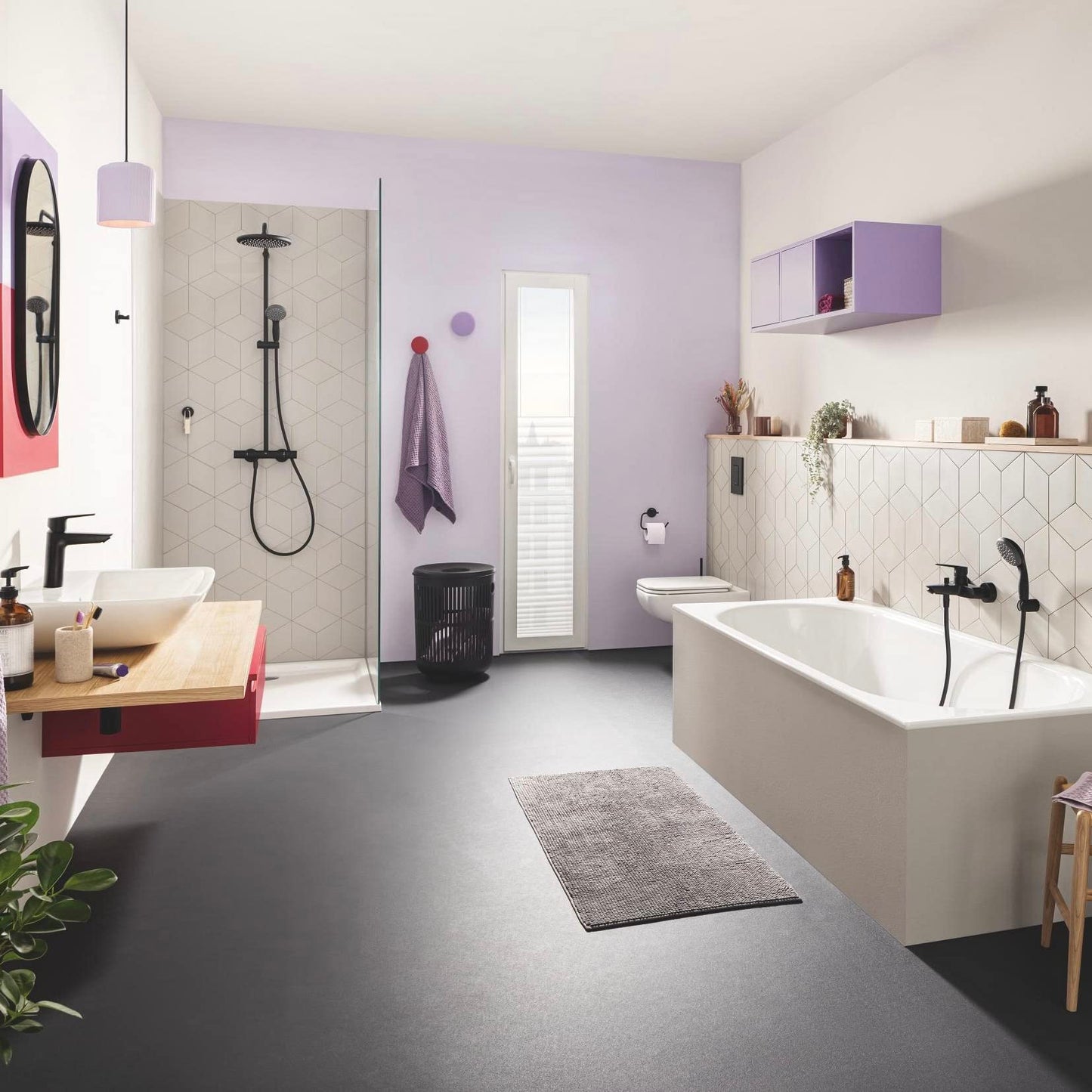 GROHE Start, energiesparende Waschtischarmatur, Kaltwasser in Mittelstellung (Wasserhahn für das Waschbecken im Bad, 17cm hoch, mit Pop-Up Ablaufgarnitur, mit 3in1 Werkzeug), schwarz, 235512432