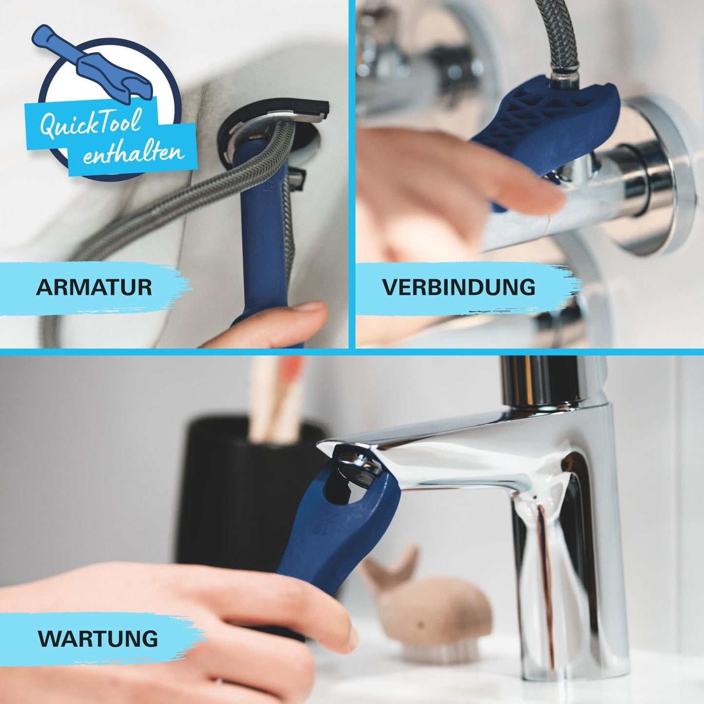 GROHE Start, energiesparende Waschtischarmatur, Kaltwasser in Mittelstellung (Wasserhahn für das Waschbecken im Bad, 17cm hoch, mit Pop-Up Ablaufgarnitur, mit 3in1 Werkzeug), schwarz, 235512432