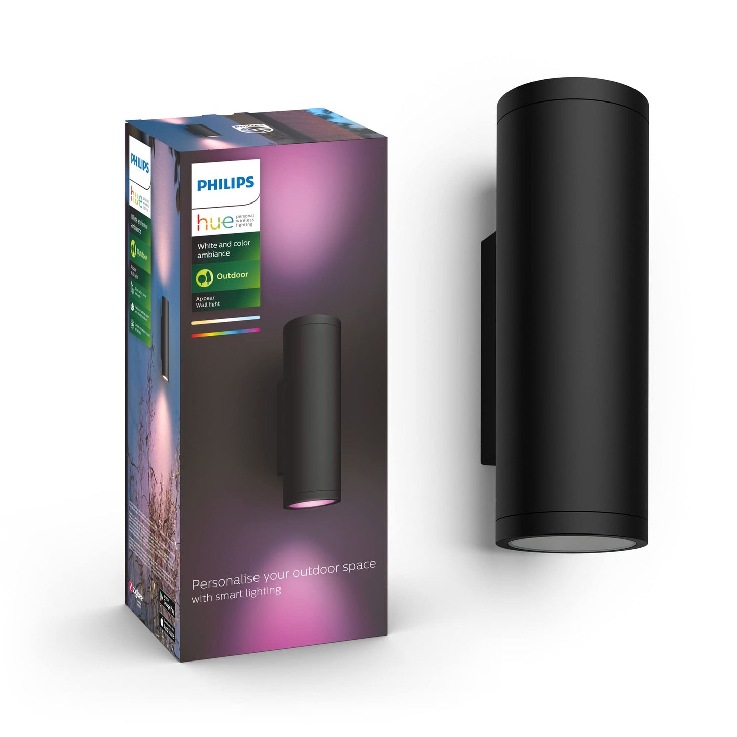 Philips Hue Appear Colour Smart LED-Wandleuchte für den Außenbereich, 1er Pack