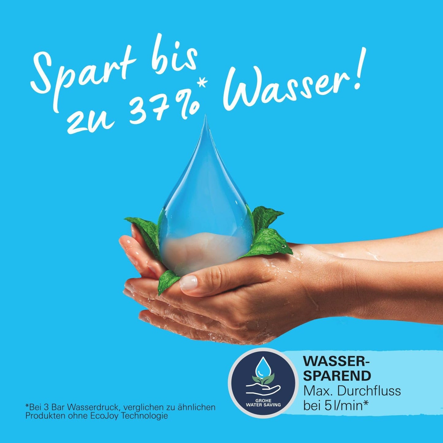 GROHE Start, energiesparende Waschtischarmatur, Kaltwasser in Mittelstellung (Wasserhahn für das Waschbecken im Bad, 17cm hoch, mit Pop-Up Ablaufgarnitur, mit 3in1 Werkzeug), schwarz, 235512432