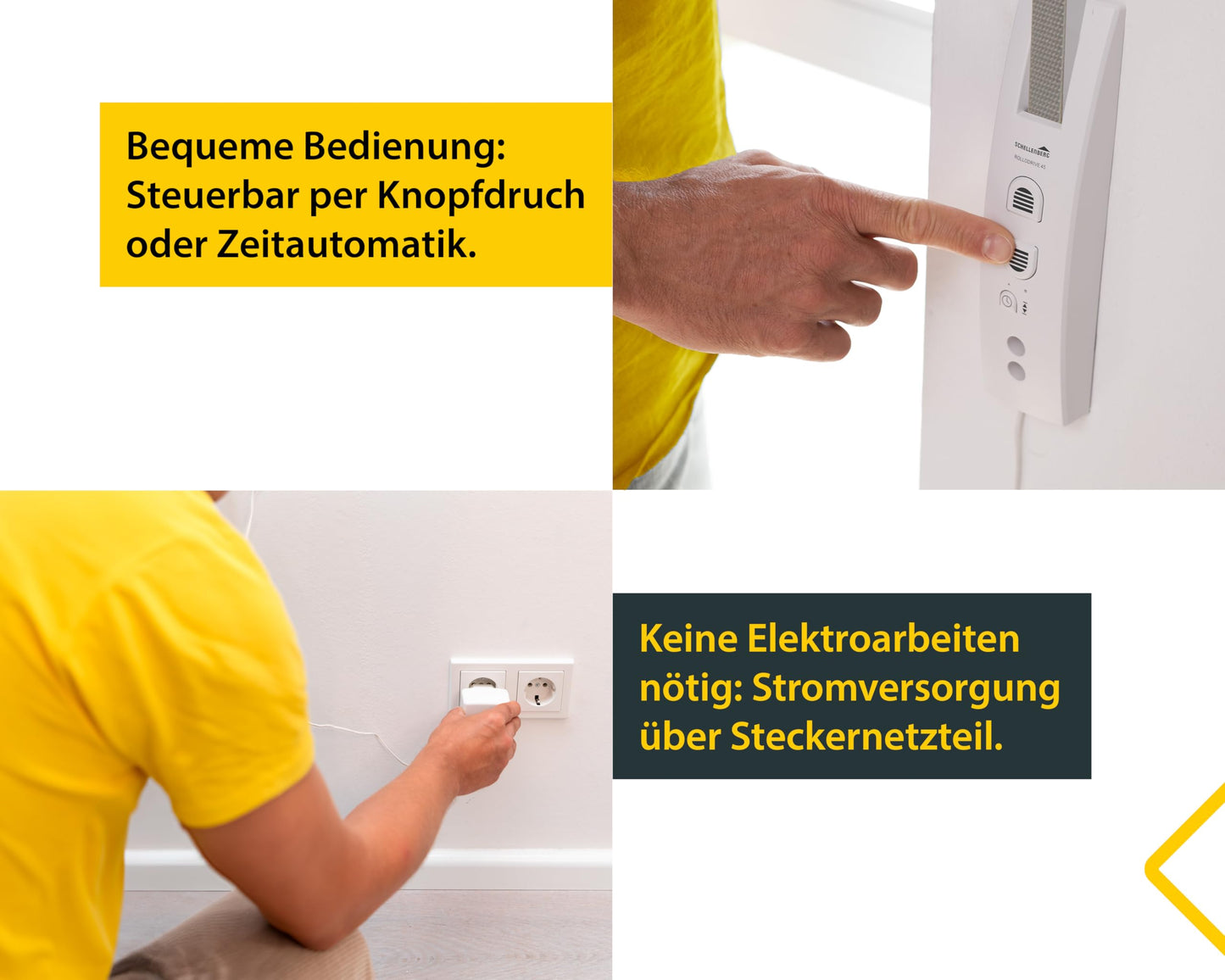 Schellenberg 22745 Elektrischer Rolladen Gurtwickler Unterputz RolloDrive 45, bis 4 m² Rollladenfläche, 23 mm Gurtbreite, mit Zeitautomatik und Netzteil