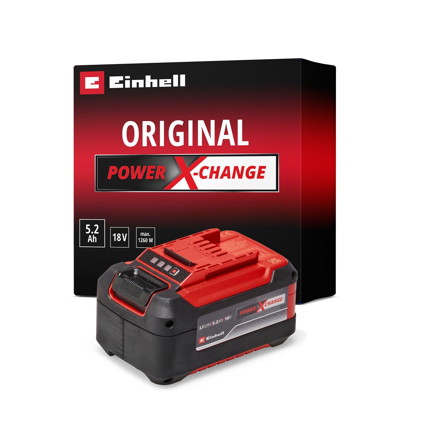 Original Einhell 5,2 Ah Plus System Akku Power X-Change (Li-Ionen Akku, 18 V, 5,2 Ah, passend für alle Power X-Change Geräte)
