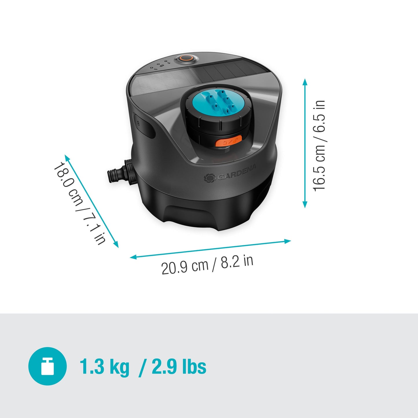 Gardena AquaPrecise Bewässerungssystem für Rasenflächen bis zu 320 m²: solarbetrieben, gleichmäßige Wasserverteilung, für jede Gartenform, Bluetooth, einfache Installation (16000-20)
