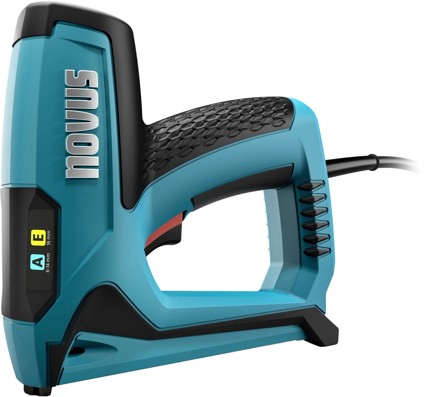 Novus Elektrotacker J-120 (Für Feindrahtklammern bis 14 mm und Nägel bis 16 mm, Gewicht: 1,4 kg, Farbe Blau, Handtacker, Tackerpistole) 031-0362