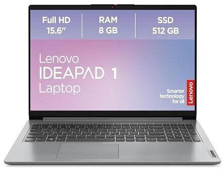 Lenovo IdeaPad 1 Laptop | 15,6" Full HD Display | AMD Ryzen 3 7320U | 8GB RAM | 512GB SSD | AMD Radeon Grafik | Windows 11 Home | grau | QWERTZ | 3 Monate Premium Care