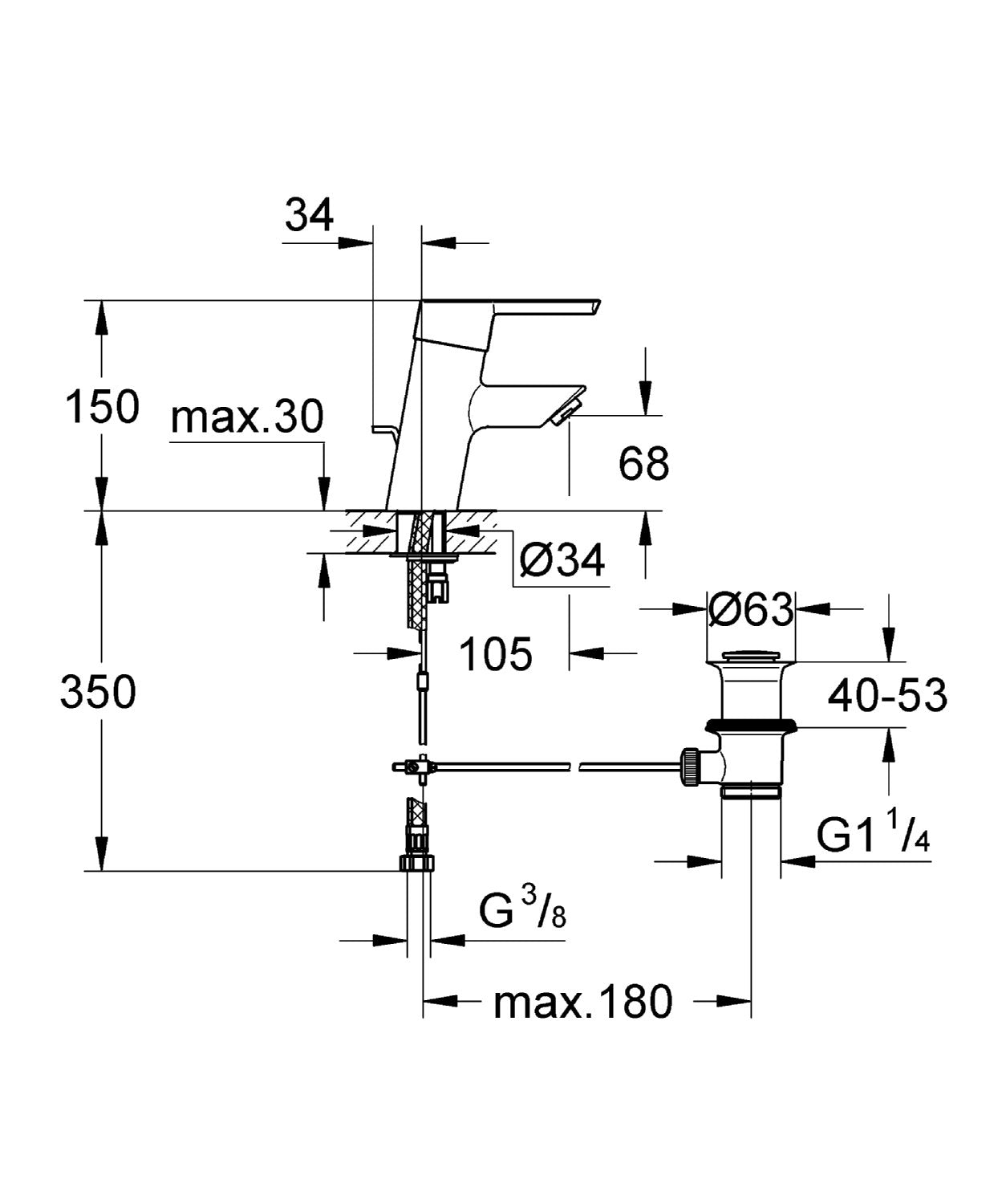 GROHE Feel Wastafelmengkraan S-Size, 32557000