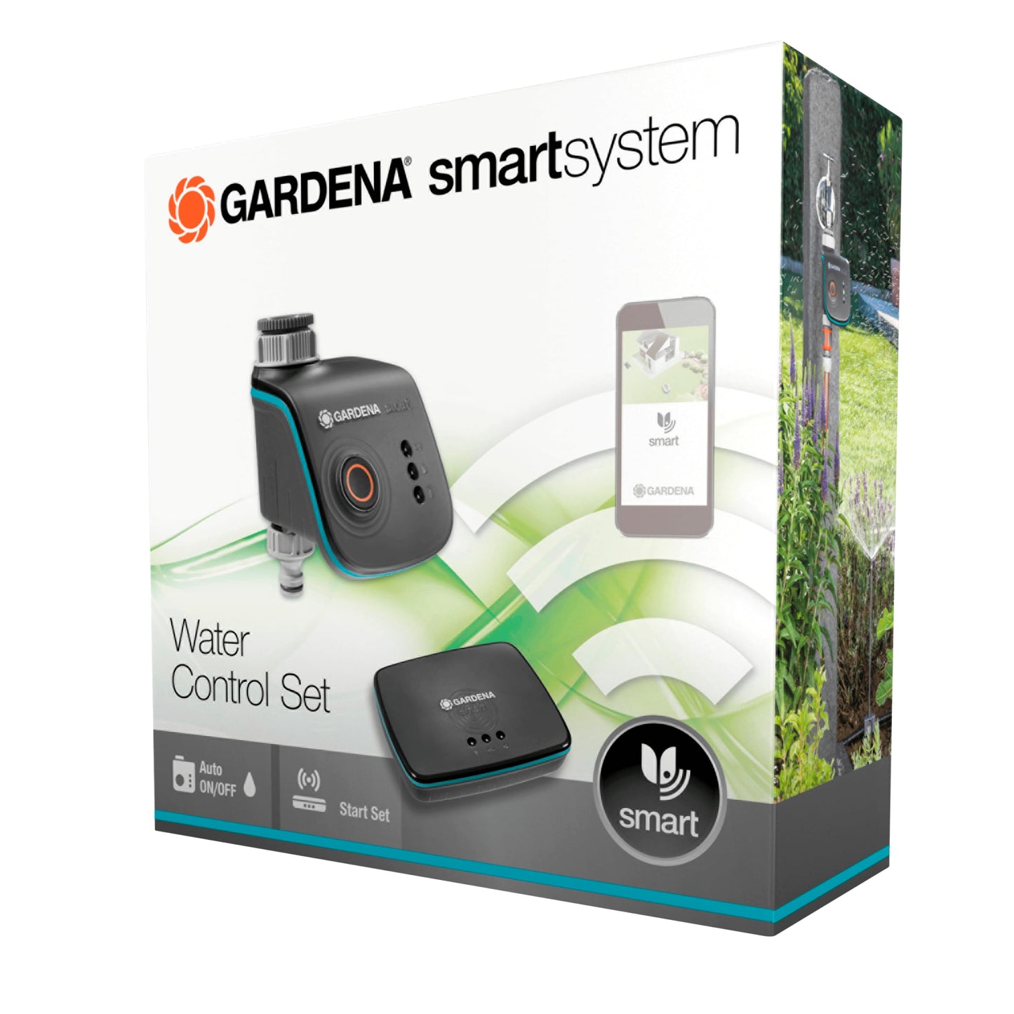 GARDENA smart Water Control set: Intelligente regeling, incl. smart Water Control en smart Gateway, met besproeiingscomputer, planten bsproeien via smart app, vorstwaarschuwingssysteem (19103-20)