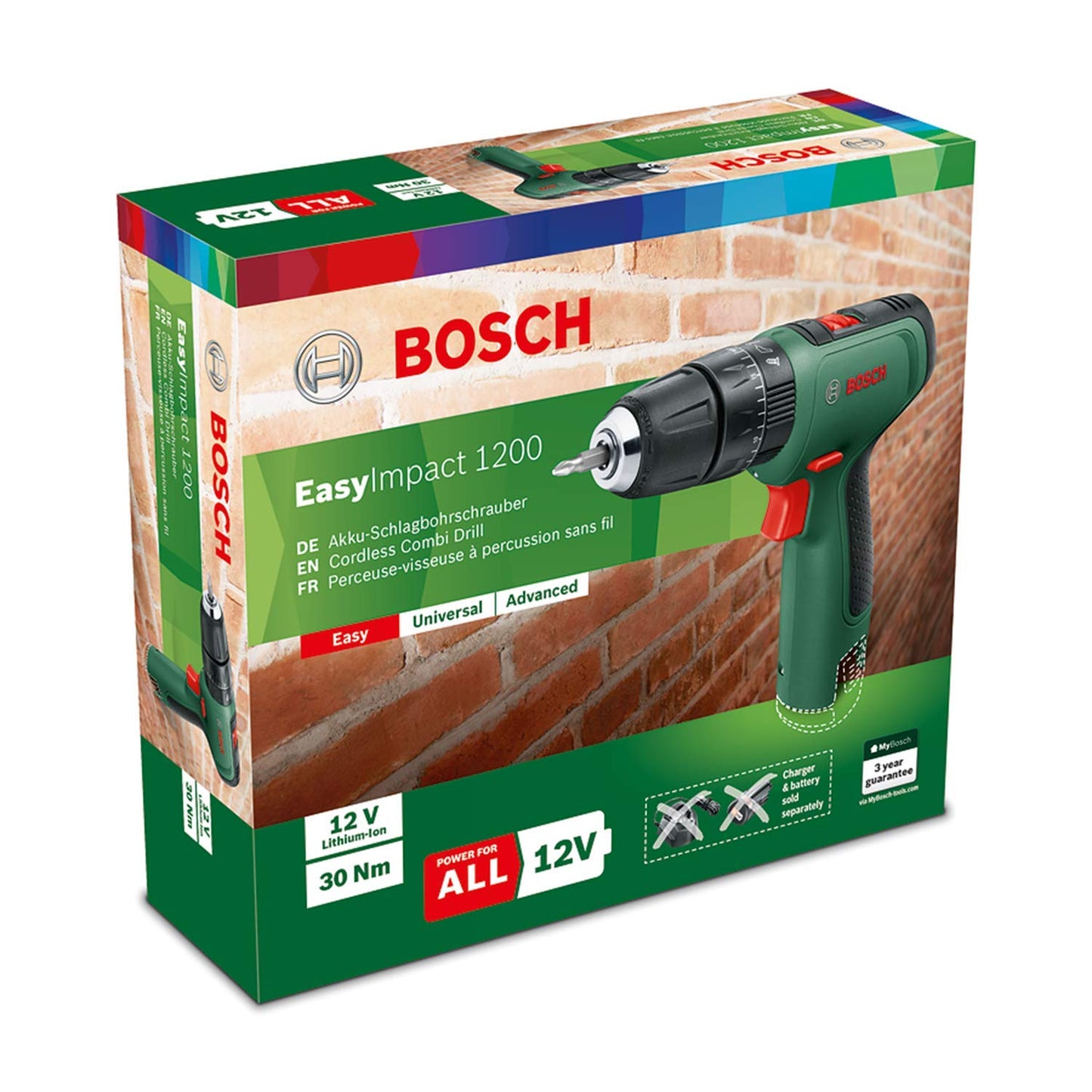 Bosch Accuklopboor EasyImpact 1200 (zonder accu, 12V-systeem, in kartonnen doos)