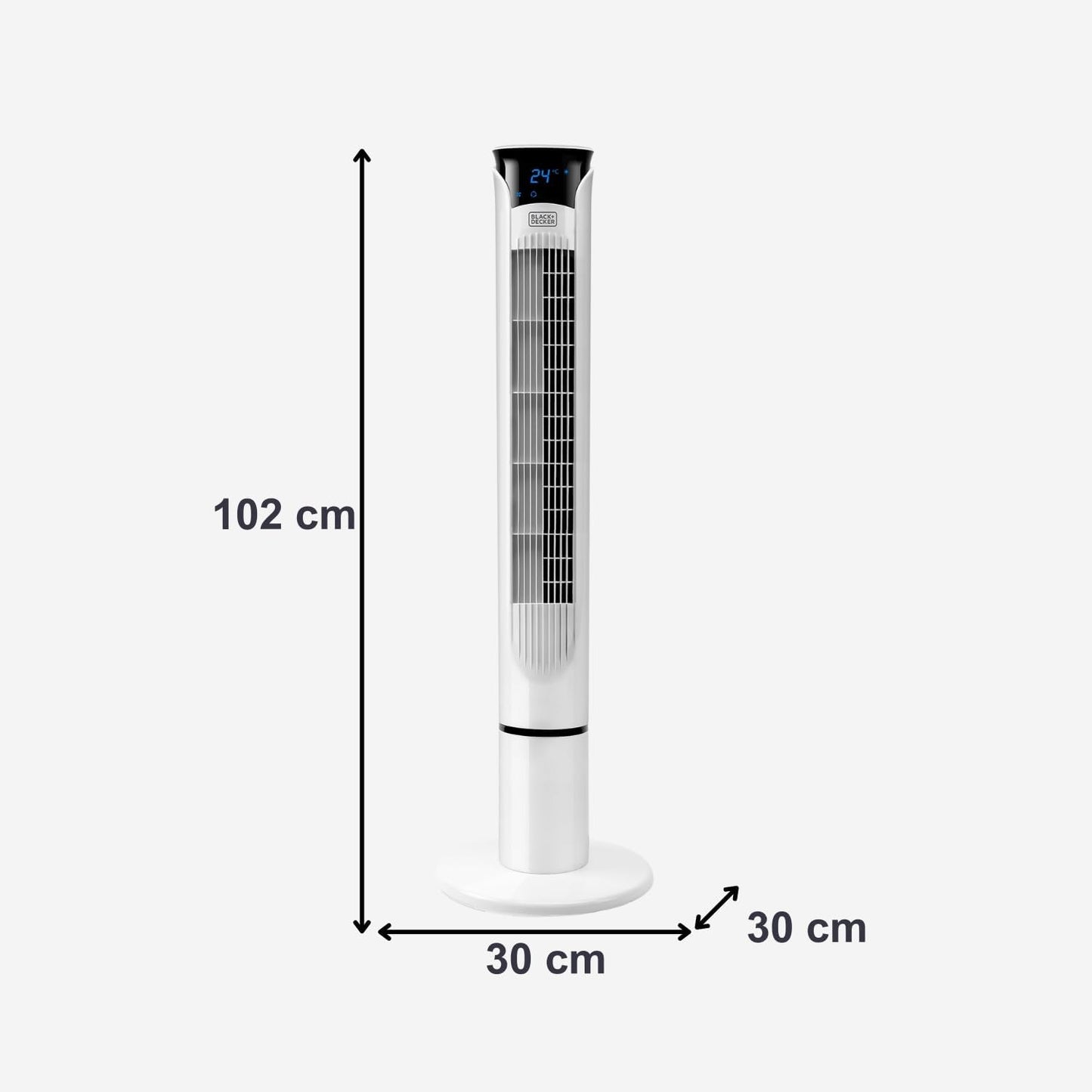 Black+Decker BXEFT49E Turmventilator, 45, Kunststoff, Mit Fernbedienung, 102 cm, weiß