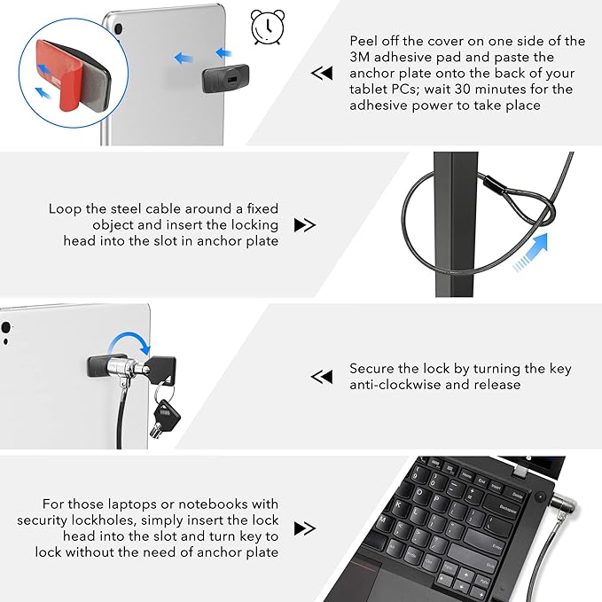 AboveTEK Laptopschloss – Universelles Sicherheitsschloss für Laptop, Tablet & Smartphone