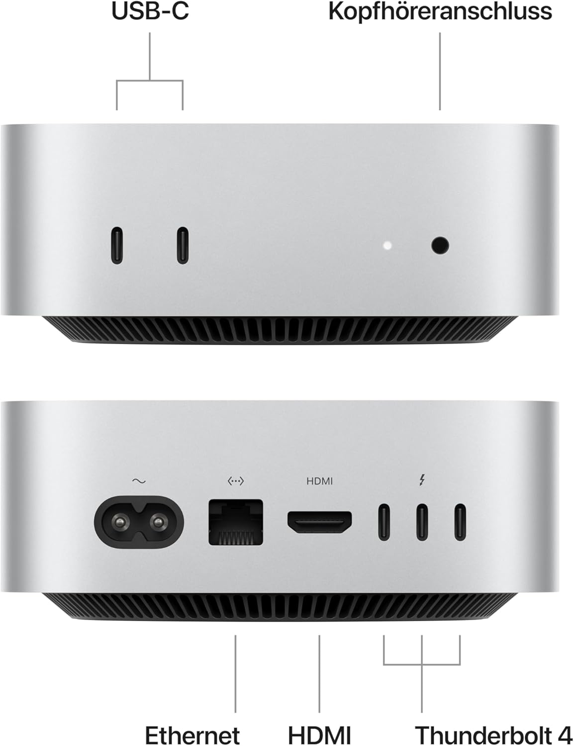 Apple Mac mini Desktop-Computer mit M4 Chip mit 10 Core CPU und 10 Core GPU: 16 GB gemeinsamer Arbeitsspeicher, 256 GB SSD Speicher, Gigabit Ethernet. Funktioniert mit iPhone/iPad