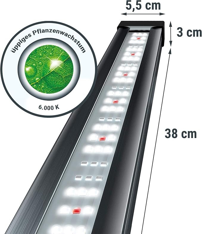 Tetra Tetronic LED ProLine Aquarium-Beleuchtung, Wasserbeleuchtung mit Tag- und Nachtmodus, 380 mm (ausziehbar bis 620 mm)