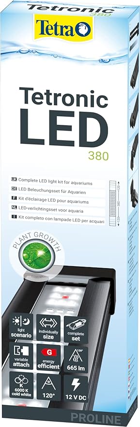 Tetra Tetronic LED ProLine Aquarium-Beleuchtung, Wasserbeleuchtung mit Tag- und Nachtmodus, 380 mm (ausziehbar bis 620 mm)