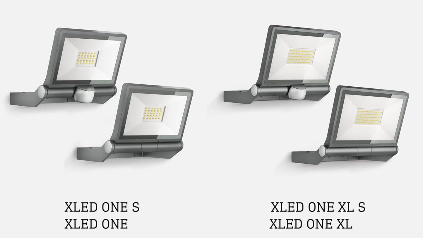 Steinel LED-Außenstrahler XLED ONE XL S Anthrazit, 180°-Bewegungsmelder, 42,6 W, 4200 lm bei 3000K, Aluminium, für Zufahrt, Hof und Garten, 065263 [Energieklasse E]